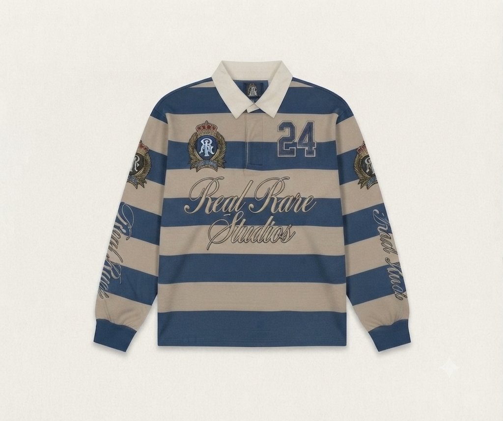 The Crown 11" Striped Rugby Shirt-Blue