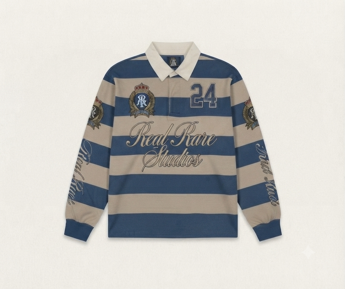 The Crown 11" Striped Rugby Shirt-Blue