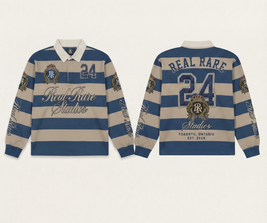 The Crown 11" Striped Rugby Shirt-Blue