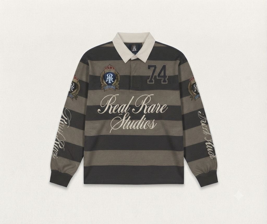 The Crown 11 Striped Rugby Shirt-Brown