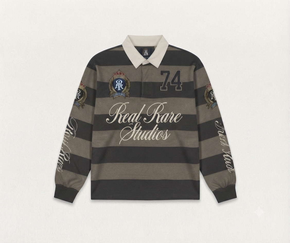 The Crown 11 Striped Rugby Shirt-Brown